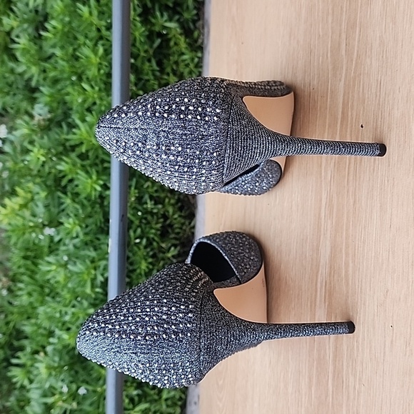 Steve Madden Proper Sequin Studded Gunmetal Silver Heel Size 9 NWOT - Picture 4 of 12